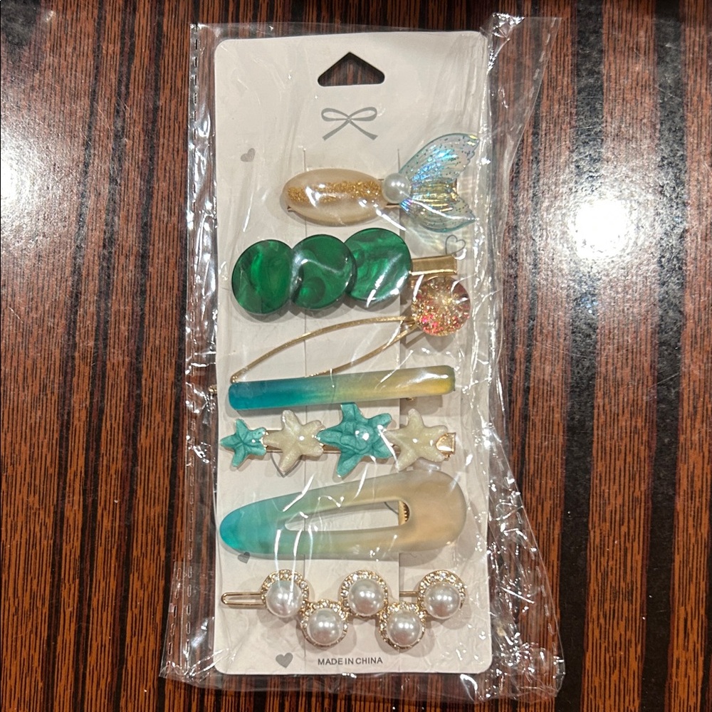 Colorful Hair Clip Set with Starfish and Pearls